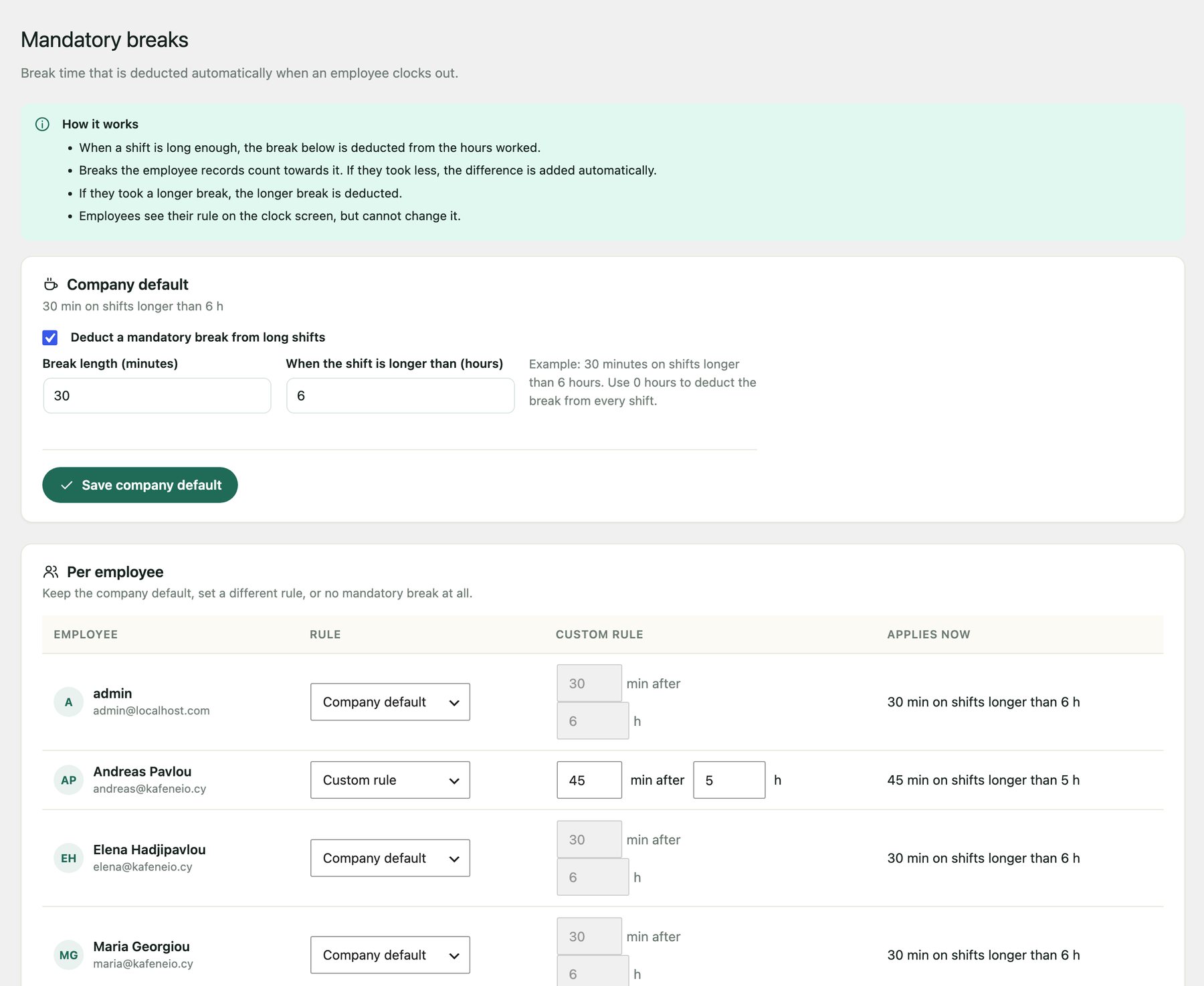 Time Clock documentation 1.0.2 (en) breaks