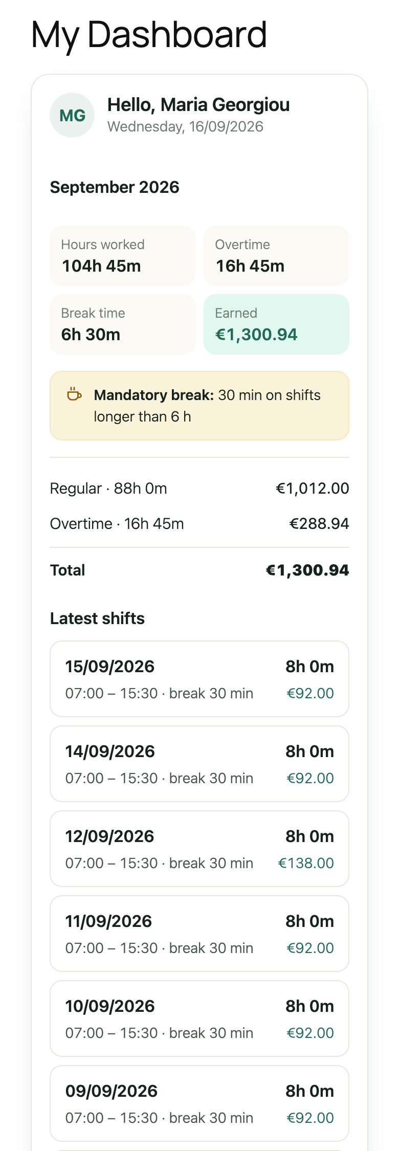 Time Clock documentation 1.0.2 (en) dashboard-phone