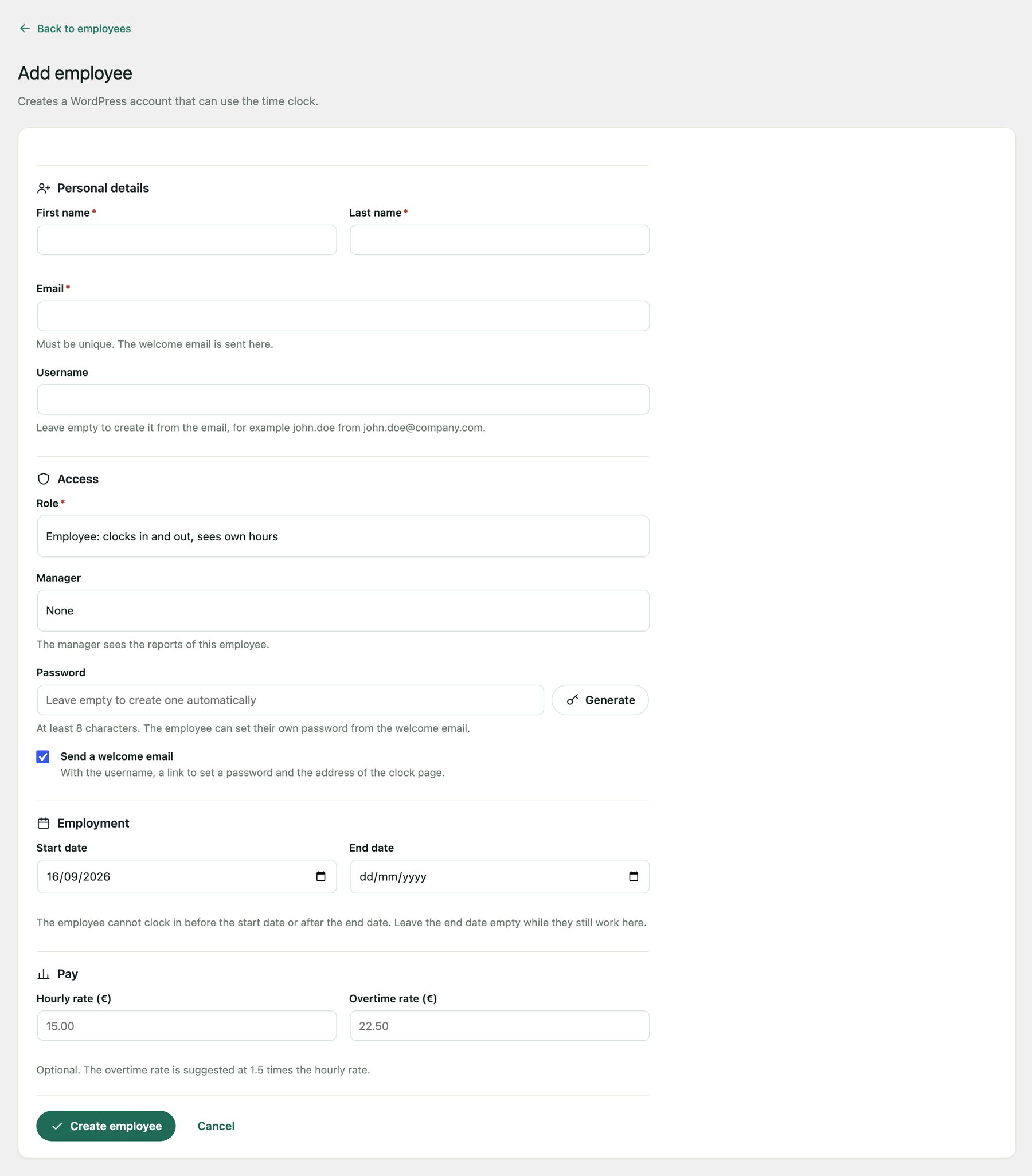 Time Clock documentation 1.0.2 (en) employee-new