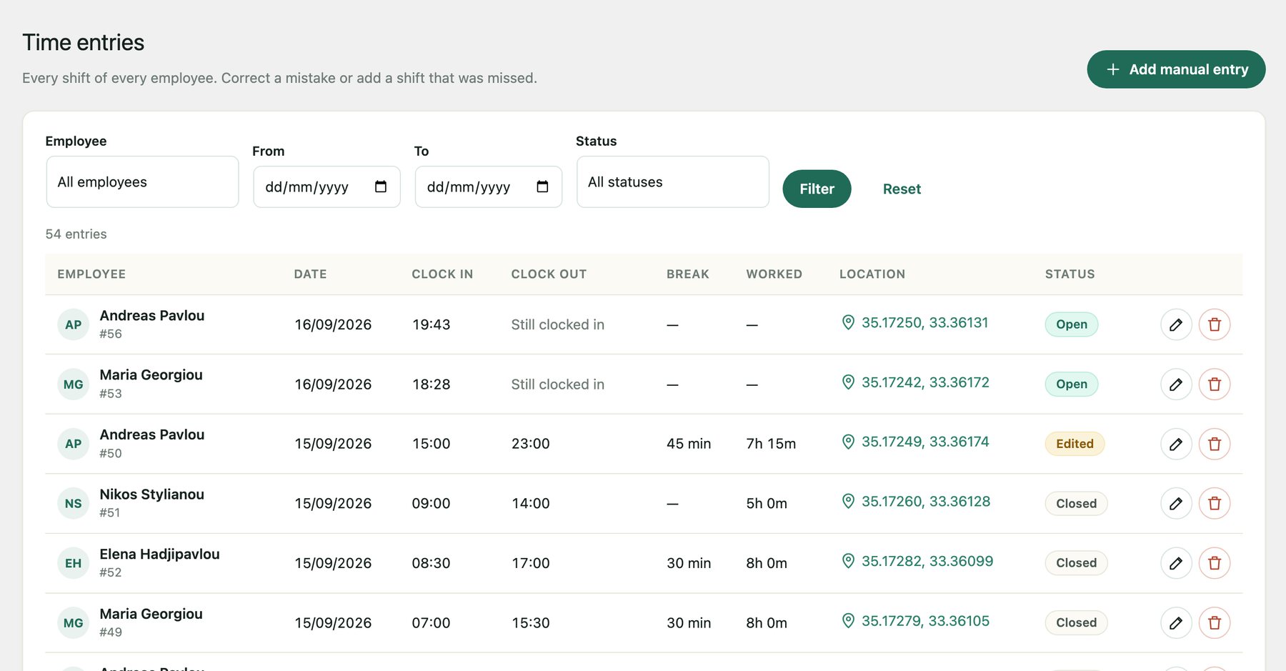 Time Clock documentation 1.0.2 (en) entries