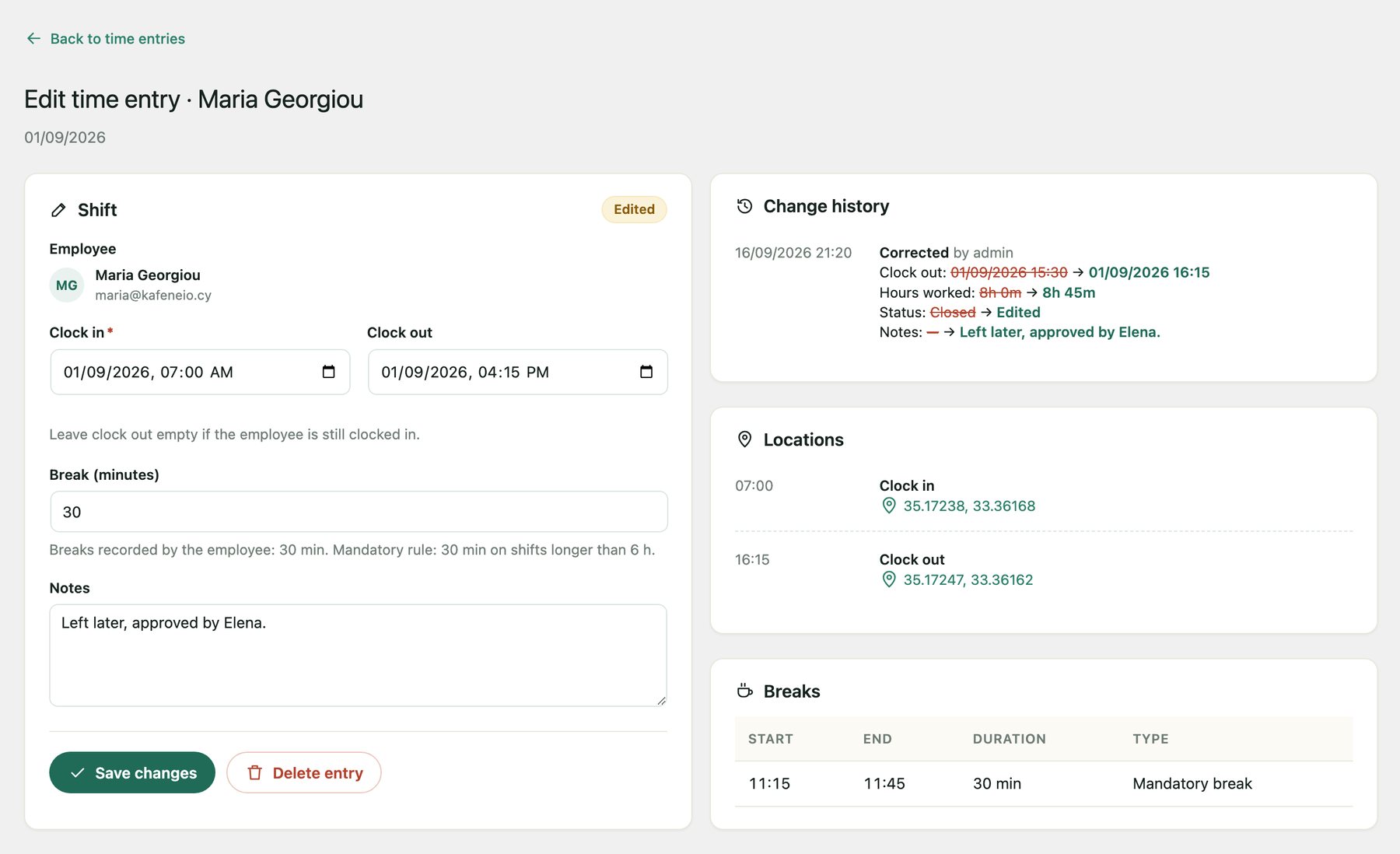 Time Clock documentation 1.0.2 (en) entry-edit
