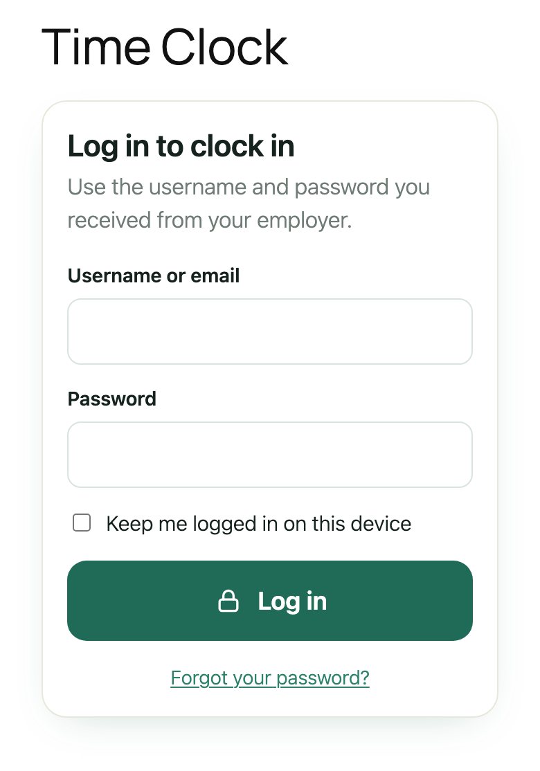 Time Clock documentation 1.0.2 (en) login-phone